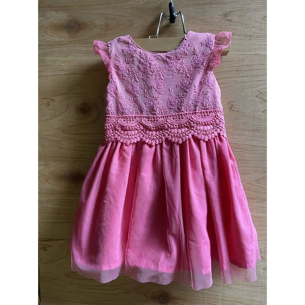 Carters Dress Girl 18 Month Pink Lace Sleeveless